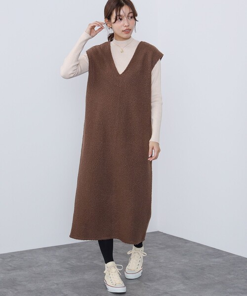 BEAMS HEART（ビームスハート）の「BEAMS HEART / ボア ジャンパースカート リブタートルニット セット【セットアイテム】（ワンピース・レディース・ブラウン系その他3/ホワイト系その他5/ブラック・FREE）」の10枚目の写真