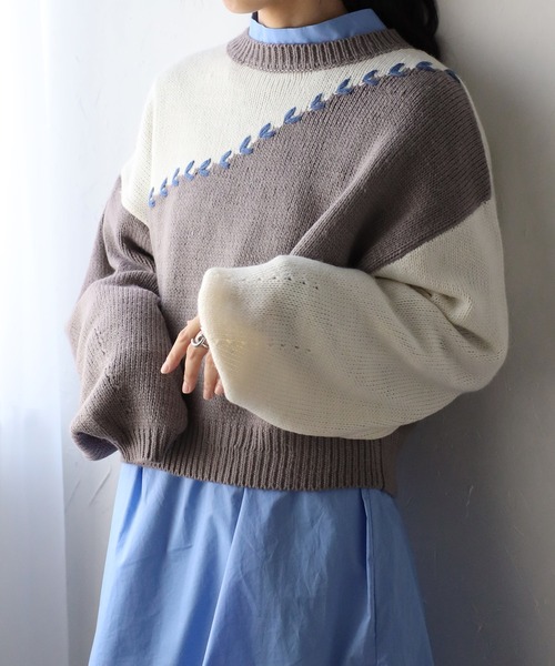 COMMRE（コムル）の「ハートステッチプルオーバー（ニット/セーター・レディース・ブラック/グレー/オレンジ・FREE）」の2枚目の写真