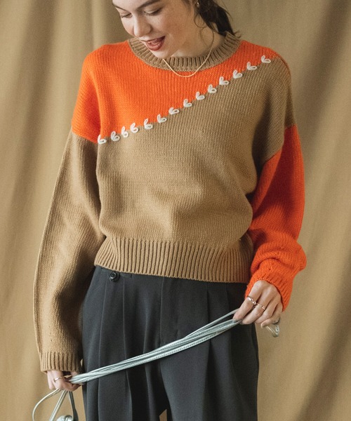 COMMRE（コムル）の「ハートステッチプルオーバー（ニット/セーター・レディース・ブラック/グレー/オレンジ・FREE）」の18枚目の写真