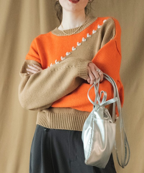 COMMRE（コムル）の「ハートステッチプルオーバー（ニット/セーター・レディース・ブラック/グレー/オレンジ・FREE）」の22枚目の写真