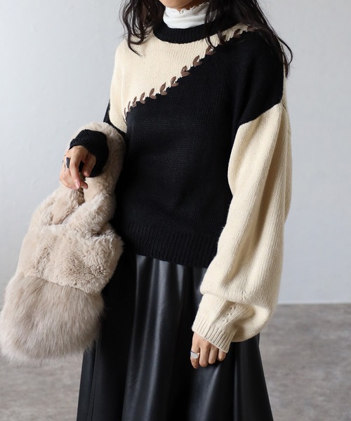 COMMRE（コムル）の「ハートステッチプルオーバー（ニット/セーター・レディース・ブラック/グレー/オレンジ・FREE）」の17枚目の写真