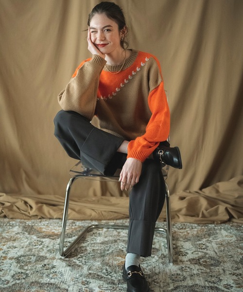 COMMRE（コムル）の「ハートステッチプルオーバー（ニット/セーター・レディース・ブラック/グレー/オレンジ・FREE）」の14枚目の写真