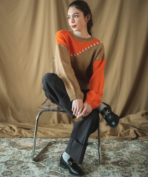 COMMRE（コムル）の「ハートステッチプルオーバー（ニット/セーター・レディース・ブラック/グレー/オレンジ・FREE）」の9枚目の写真