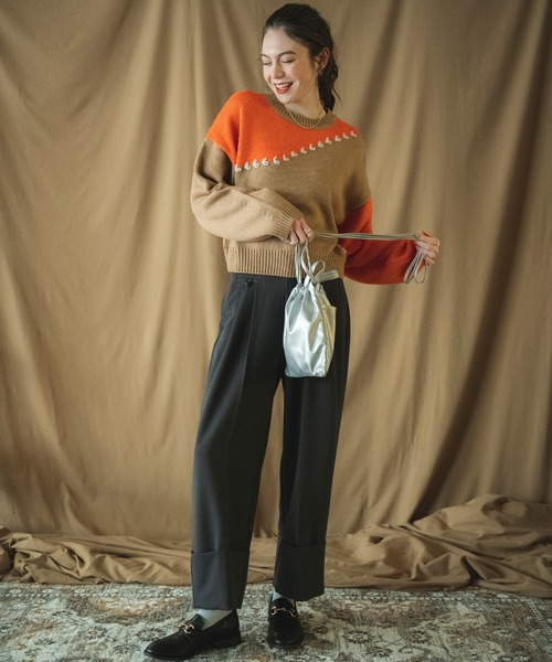 COMMRE（コムル）の「ハートステッチプルオーバー（ニット/セーター・レディース・ブラック/グレー/オレンジ・FREE）」の12枚目の写真