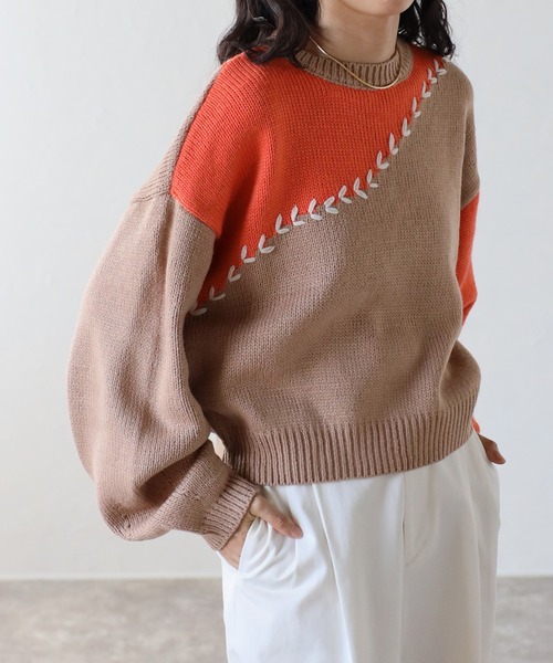 COMMRE（コムル）の「ハートステッチプルオーバー（ニット/セーター・レディース・ブラック/グレー/オレンジ・FREE）」の6枚目の写真