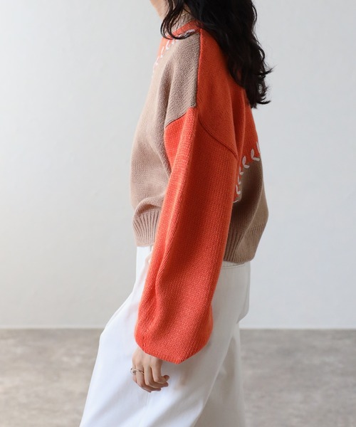 COMMRE（コムル）の「ハートステッチプルオーバー（ニット/セーター・レディース・ブラック/グレー/オレンジ・FREE）」の5枚目の写真