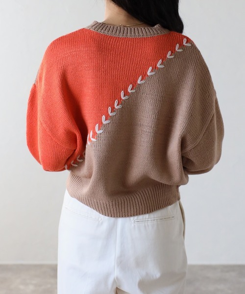 COMMRE（コムル）の「ハートステッチプルオーバー（ニット/セーター・レディース・ブラック/グレー/オレンジ・FREE）」の11枚目の写真