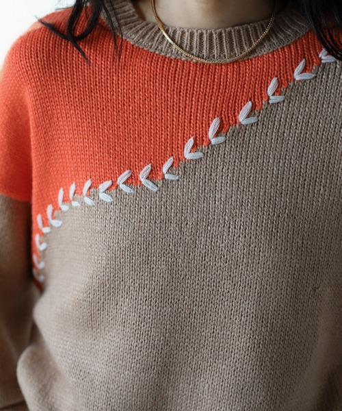 COMMRE（コムル）の「ハートステッチプルオーバー（ニット/セーター・レディース・ブラック/グレー/オレンジ・FREE）」の15枚目の写真