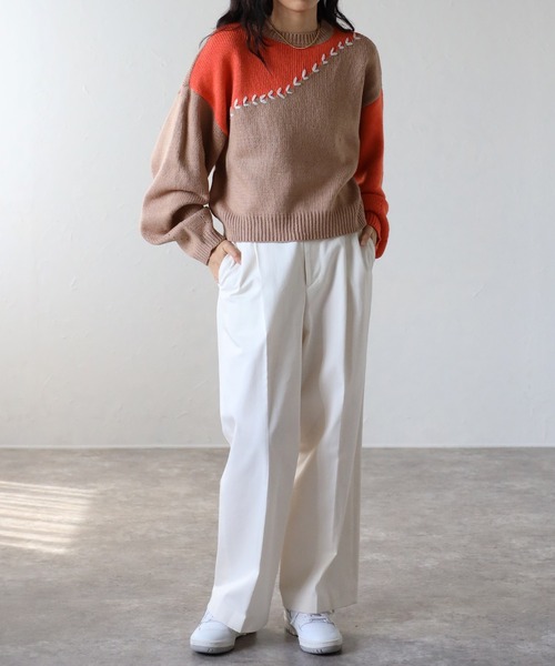 COMMRE（コムル）の「ハートステッチプルオーバー（ニット/セーター・レディース・ブラック/グレー/オレンジ・FREE）」の10枚目の写真