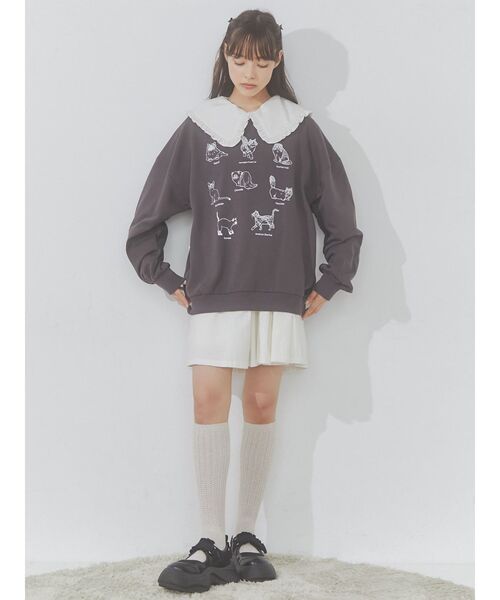 merry jenny（メリージェニー）の「猫図鑑スウェット（スウェット・レディース・ピンク/チャコールグレー/オフホワイト・FREE）」の21枚目の写真
