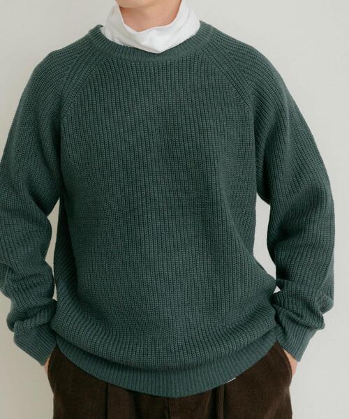 ITEMS URBANRESEARCH（アイテムズ アーバンリサーチ）の「マシンウォッシャブル 片畦クルーネックニット（ニット/セーター・メンズ・キャメル/ブラック/グリーン/ブルー/アイボリー・LARGE/MEDIUM）」の4枚目の写真