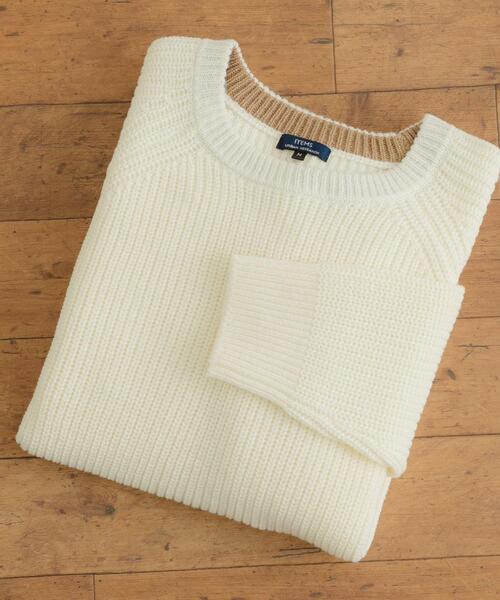 ITEMS URBANRESEARCH（アイテムズ アーバンリサーチ）の「マシンウォッシャブル 片畦クルーネックニット（ニット/セーター・メンズ・キャメル/ブラック/グリーン/ブルー/アイボリー・LARGE/MEDIUM）」の2枚目の写真
