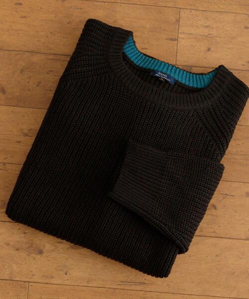 ITEMS URBANRESEARCH（アイテムズ アーバンリサーチ）の「マシンウォッシャブル 片畦クルーネックニット（ニット/セーター・メンズ・キャメル/ブラック/グリーン/ブルー/アイボリー・LARGE/MEDIUM）」の3枚目の写真