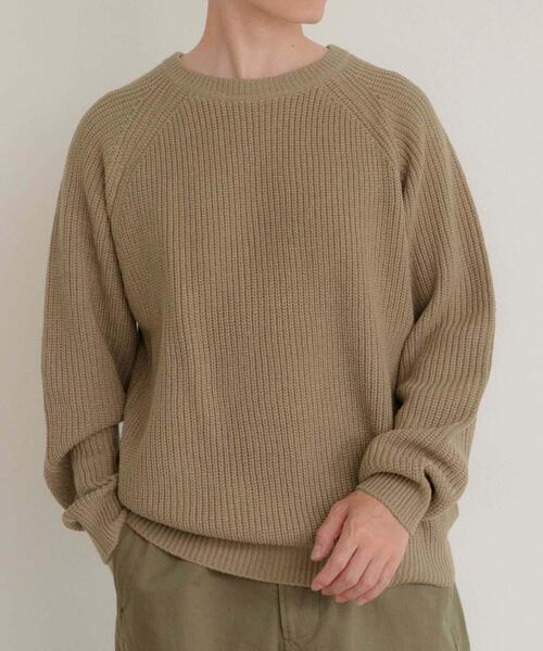 ITEMS URBANRESEARCH（アイテムズ アーバンリサーチ）の「マシンウォッシャブル 片畦クルーネックニット（ニット/セーター・メンズ・キャメル/ブラック/グリーン/ブルー/アイボリー・LARGE/MEDIUM）」の6枚目の写真
