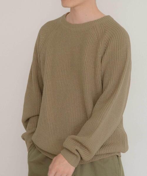 ITEMS URBANRESEARCH（アイテムズ アーバンリサーチ）の「マシンウォッシャブル 片畦クルーネックニット（ニット/セーター・メンズ・キャメル/ブラック/グリーン/ブルー/アイボリー・LARGE/MEDIUM）」の7枚目の写真