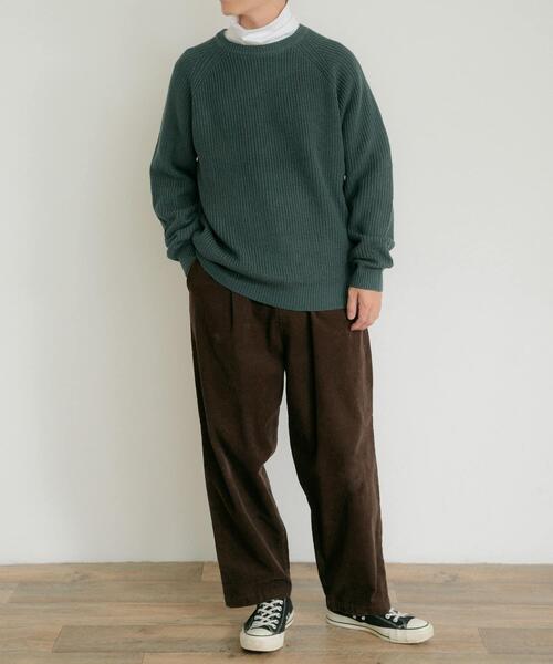 ITEMS URBANRESEARCH（アイテムズ アーバンリサーチ）の「マシンウォッシャブル 片畦クルーネックニット（ニット/セーター・メンズ・キャメル/ブラック/グリーン/ブルー/アイボリー・LARGE/MEDIUM）」の13枚目の写真