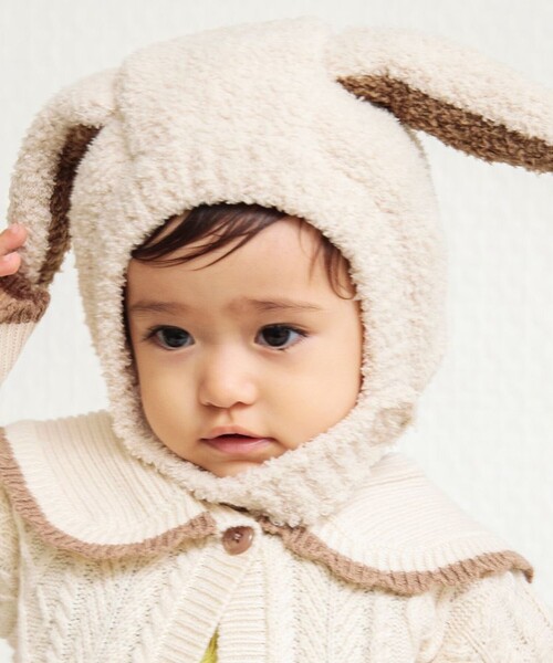 BRANSHES（ブランシェス）の「【ベビー】モールニットくま＆ひつじベビー帽（その他ベビー用品・キッズ・アイボリー/ブラウン・FREE）」の2枚目の写真