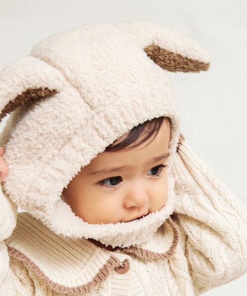BRANSHES（ブランシェス）の「【ベビー】モールニットくま＆ひつじベビー帽（その他ベビー用品・キッズ・アイボリー/ブラウン・FREE）」の6枚目の写真