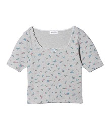 MILKFED. | FLORAL PATTERN SQUARE NECK TOP(Tシャツ/カットソー)