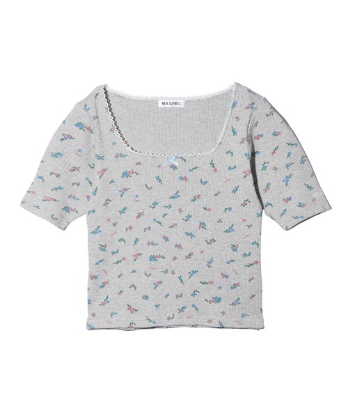 【セール】FLORAL PATTERN SQUARE NECK TOP（Tシャツ/カットソー）｜MILKFED.（ミルクフェド）