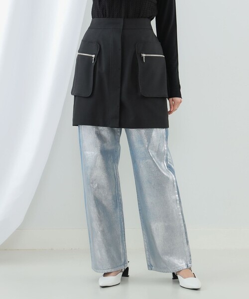 Ray BEAMS（レイビームス）の「Ray BEAMS / ジップ カーゴ ミニスカート（スカート・レディース・ベージュ/ブラック・1/0）」の2枚目の写真