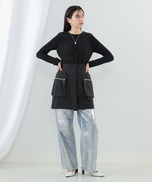 Ray BEAMS（レイビームス）の「Ray BEAMS / ジップ カーゴ ミニスカート（スカート・レディース・ベージュ/ブラック・1/0）」の3枚目の写真