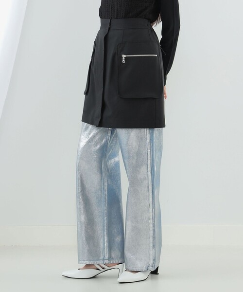 Ray BEAMS（レイビームス）の「Ray BEAMS / ジップ カーゴ ミニスカート（スカート・レディース・ベージュ/ブラック・1/0）」の6枚目の写真