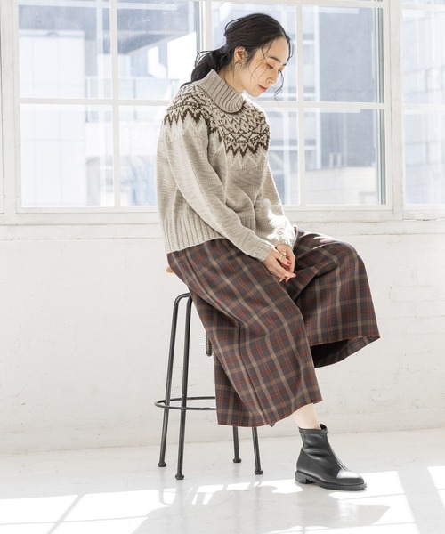 studio CLIP(スタディオクリップ)の「3ゲージ スラビーノルディックプルオーバー(ニット/セーター・レディース・ライトブルー/ライトグレー/オフホワイト・FREE)」の7枚目の写真