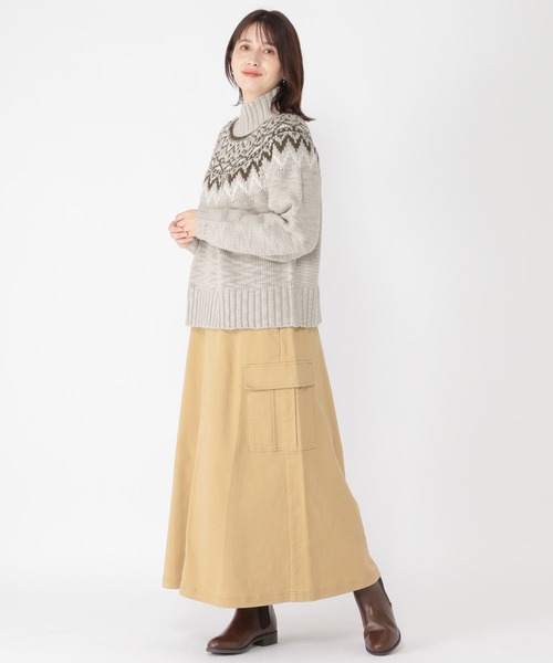 studio CLIP(スタディオクリップ)の「3ゲージ スラビーノルディックプルオーバー(ニット/セーター・レディース・ライトブルー/ライトグレー/オフホワイト・FREE)」の12枚目の写真