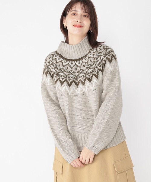 studio CLIP(スタディオクリップ)の「3ゲージ スラビーノルディックプルオーバー(ニット/セーター・レディース・ライトブルー/ライトグレー/オフホワイト・FREE)」の13枚目の写真