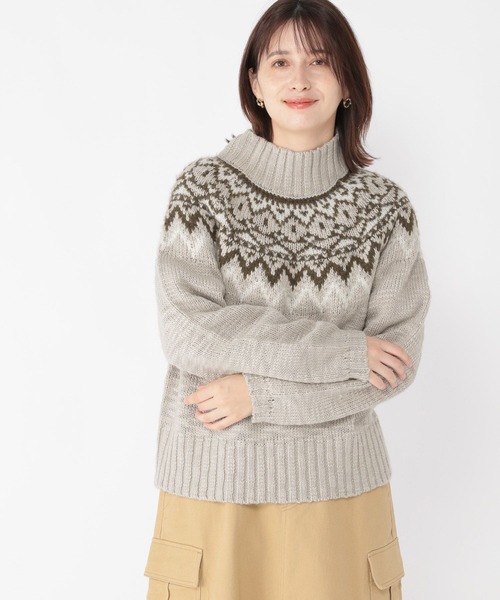 studio CLIP(スタディオクリップ)の「3ゲージ スラビーノルディックプルオーバー(ニット/セーター・レディース・ライトブルー/ライトグレー/オフホワイト・FREE)」の14枚目の写真