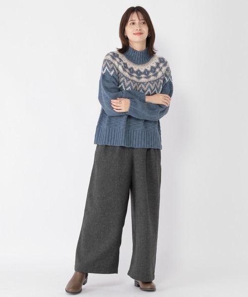 studio CLIP(スタディオクリップ)の「3ゲージ スラビーノルディックプルオーバー(ニット/セーター・レディース・ライトブルー/ライトグレー/オフホワイト・FREE)」の15枚目の写真