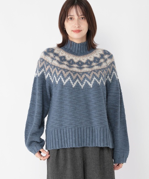 studio CLIP(スタディオクリップ)の「3ゲージ スラビーノルディックプルオーバー(ニット/セーター・レディース・ライトブルー/ライトグレー/オフホワイト・FREE)」の16枚目の写真