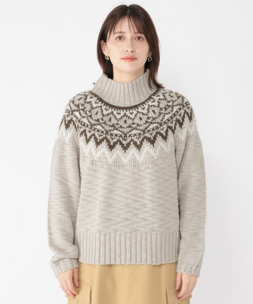 studio CLIP(スタディオクリップ)の「3ゲージ スラビーノルディックプルオーバー(ニット/セーター・レディース・ライトブルー/ライトグレー/オフホワイト・FREE)」の17枚目の写真