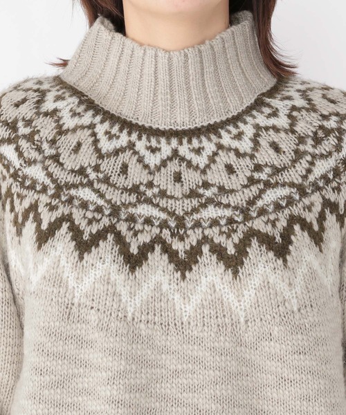 studio CLIP(スタディオクリップ)の「3ゲージ スラビーノルディックプルオーバー(ニット/セーター・レディース・ライトブルー/ライトグレー/オフホワイト・FREE)」の20枚目の写真