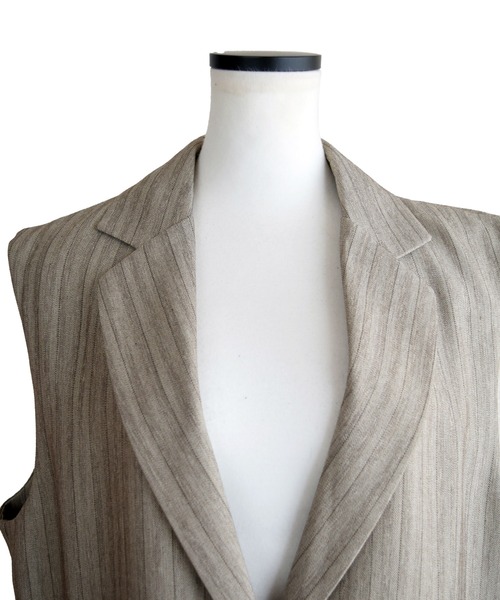 Marient(マリエント)の「ピンストライプスリーブレスJK/ジャケット(テーラードジャケット・レディース・チャコール/ベージュ・FREE)」の12枚目の写真