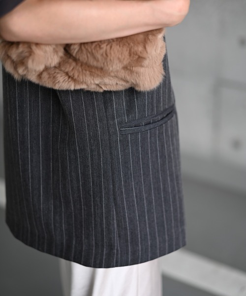 Marient(マリエント)の「ピンストライプスリーブレスJK/ジャケット(テーラードジャケット・レディース・チャコール/ベージュ・FREE)」の21枚目の写真
