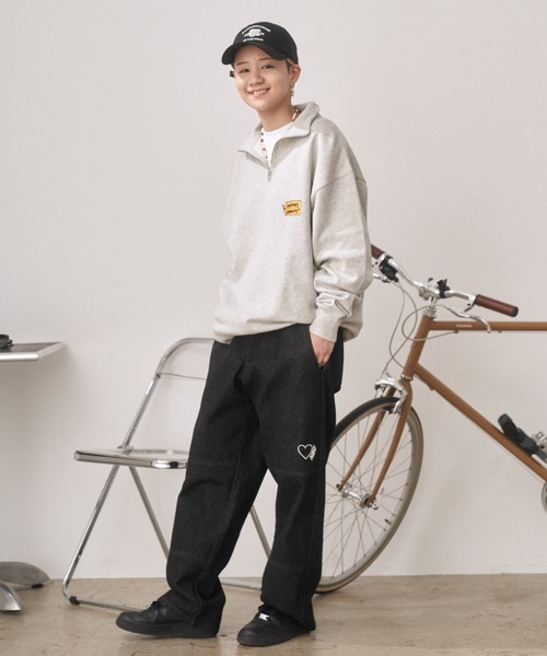 kaoyorinakami(カオヨリナカミ)の「tag logo halfzip sweat / タグロゴハーフジップスウェット(スウェット・メンズ・グレー/ベージュ/ブルー・X-LARGE/LARGE/SMALL/MEDIUM/X-SMALL)」の7枚目の写真