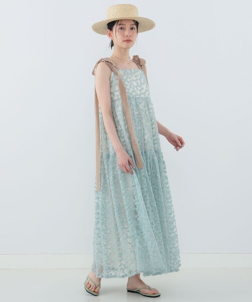 新色追加】刺繍フラワー ロング ワンピース（ワンピース