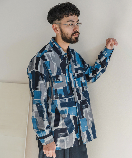 EDIFICE（エディフィス）の「ペイントパターン アーミーシャツ（その他アウター・メンズ・カーキ/ネイビー・MEDIUM/LARGE）」の7枚目の写真