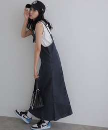 前ジッパーデニムジャンスカ