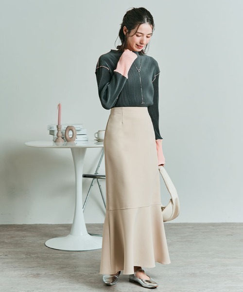 kirakiraShop(キラキラショップ)の「切り替え マーメイド ロング スカート(スカート・レディース・ブラック/ライトベージュ/ブルー・FREE)」の13枚目の写真