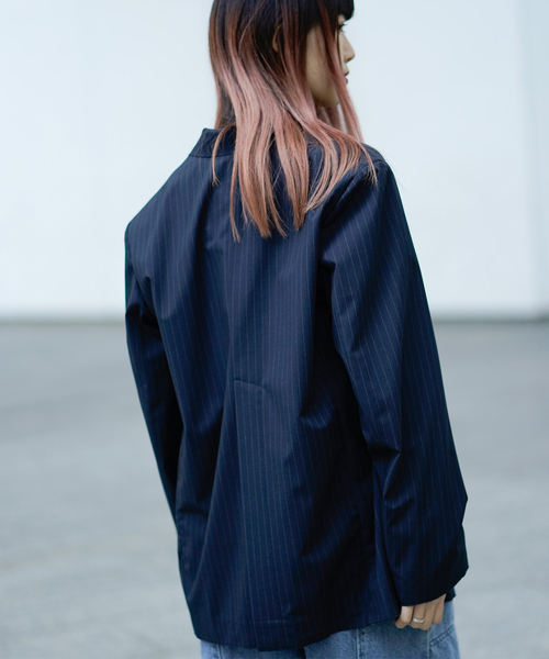 JOINT WORKS(ジョイントワークス)の「ピンストカットオフ テーラージャケット(テーラードジャケット・レディース・ネイビー/グレー・FREE)」の4枚目の写真