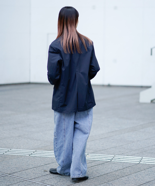 JOINT WORKS(ジョイントワークス)の「ピンストカットオフ テーラージャケット(テーラードジャケット・レディース・ネイビー/グレー・FREE)」の9枚目の写真