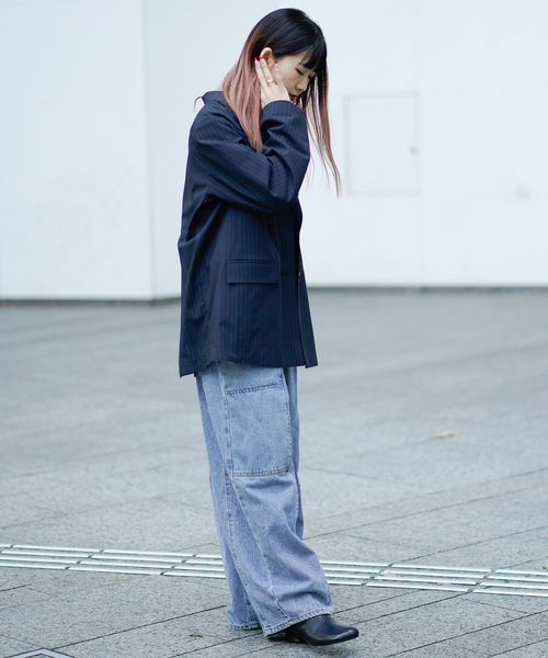 JOINT WORKS(ジョイントワークス)の「ピンストカットオフ テーラージャケット(テーラードジャケット・レディース・ネイビー/グレー・FREE)」の11枚目の写真