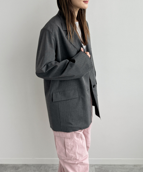 JOINT WORKS(ジョイントワークス)の「ピンストカットオフ テーラージャケット(テーラードジャケット・レディース・ネイビー/グレー・FREE)」の14枚目の写真