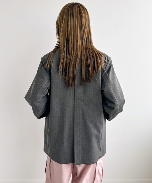 JOINT WORKS(ジョイントワークス)の「ピンストカットオフ テーラージャケット(テーラードジャケット・レディース・ネイビー/グレー・FREE)」の15枚目の写真