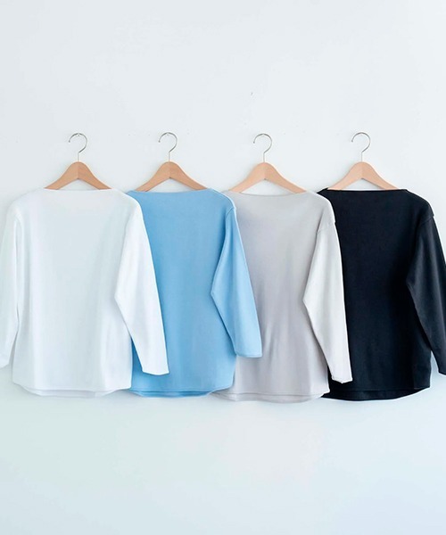 tシャツ コットンフライス ボートネックプルオーバー レディース D tシャツ コットンフライス ボートネックプルオーバー