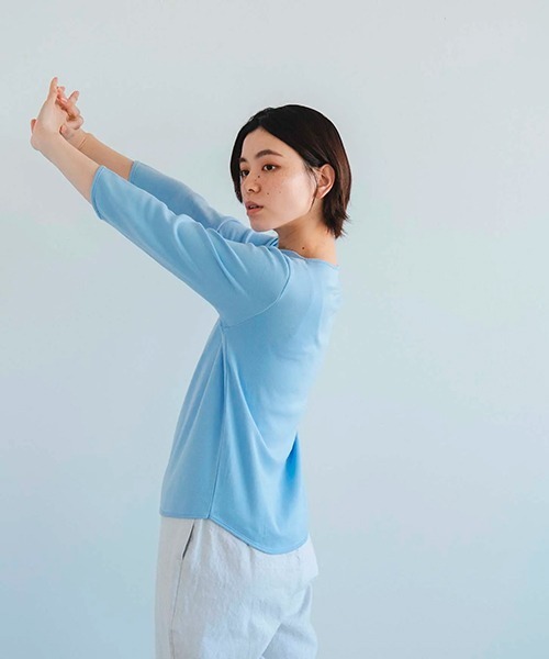 tシャツ コットンフライス ボートネックプルオーバー レディース D tシャツ コットンフライス ボートネックプルオーバー