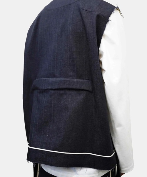 ohta（オータ）の「【ohta】 black denim vest（ベスト・メンズ・ブラック・1）」の8枚目の写真